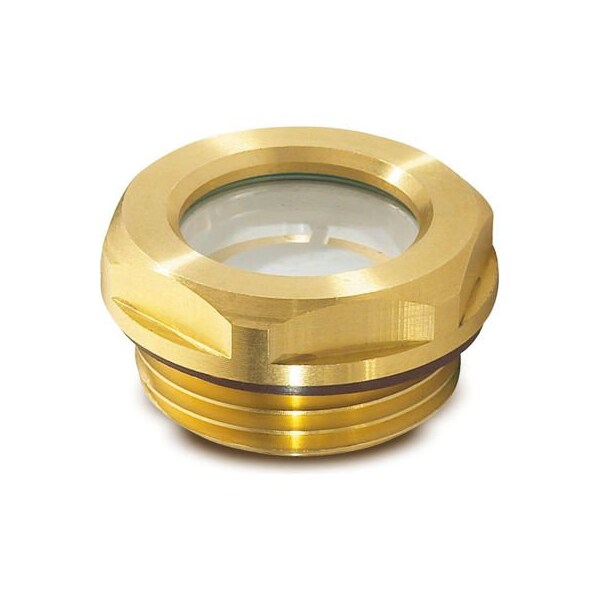 Brass Fluid Level Sight w/ ESG Glass w/ Reflector - M16 x 1.5 Thread - J.W. Winco 160FMN6/A